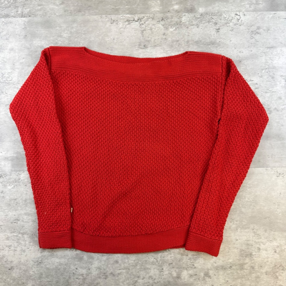 Lauren Ralph Lauren Red‎ Textured Boat Neck Knit Sweater XXS Long Sleeve